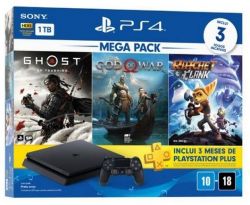 Console Playstation 4 Hits 1TB Bundle 18 - PS4 - Games God Of War + Ratchet And Clank + Ghost Of Tsushima