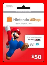 Cartão Nintendo Eshop USA $50 - 3DS / Wii U (Cash Card) 